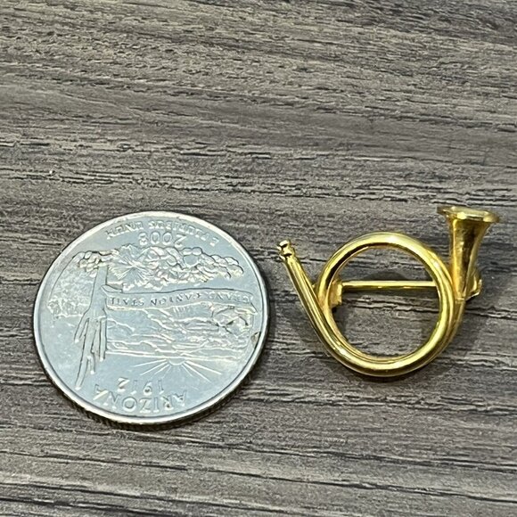 Vintage Unbranded Gold French Horn Instrument Brooch Pin - Picture 12 of 12